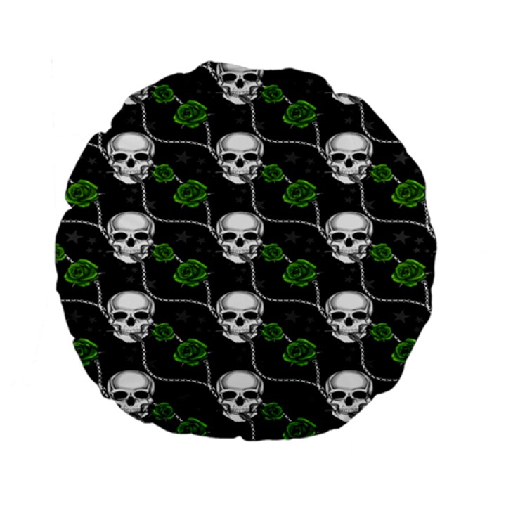 Green Roses And Skull - Romantic Halloween   Standard 15  Premium Flano Round Cushions