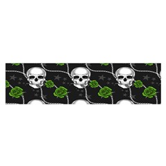 Green Roses And Skull - Romantic Halloween   Oblong Satin Scarf (16  X 60 ) by ConteMonfrey