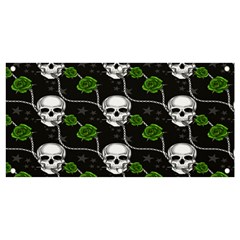 Green Roses And Skull - Romantic Halloween   Banner And Sign 4  X 2  by ConteMonfrey