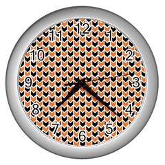 Halloween Plaids Arrow Wall Clock (silver) by ConteMonfrey