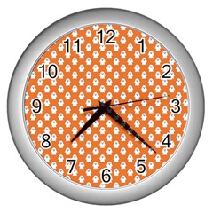 Cute Little Ghosts Halloween Theme Wall Clock (silver) by ConteMonfrey