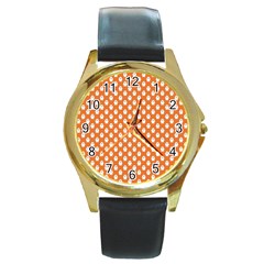 Cute Little Ghosts Halloween Theme Round Gold Metal Watch by ConteMonfrey