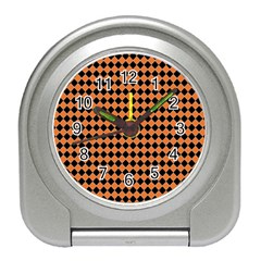 Halloween Black Orange Plaids Travel Alarm Clock by ConteMonfrey