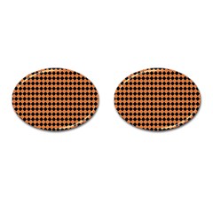 Halloween Black Orange Plaids Cufflinks (oval) by ConteMonfrey