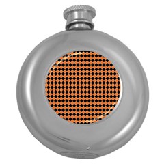 Halloween Black Orange Plaids Round Hip Flask (5 Oz) by ConteMonfrey