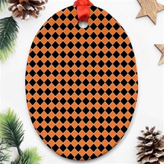 Halloween Black Orange Plaids Oval Ornament (two Sides) by ConteMonfrey