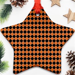 Halloween Black Orange Plaids Star Ornament (two Sides) by ConteMonfrey