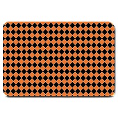 Halloween Black Orange Plaids Large Doormat  by ConteMonfrey