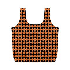 Halloween Black Orange Plaids Full Print Recycle Bag (m) by ConteMonfrey