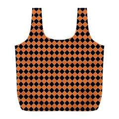 Halloween Black Orange Plaids Full Print Recycle Bag (l) by ConteMonfrey