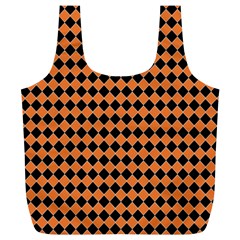 Halloween Black Orange Plaids Full Print Recycle Bag (xl) by ConteMonfrey