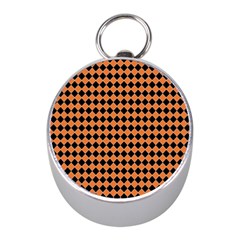 Halloween Black Orange Plaids Mini Silver Compasses by ConteMonfrey