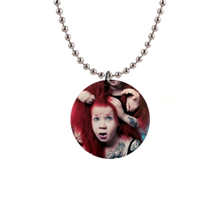 Creepy Monster Student At Classroom 1  Button Necklace