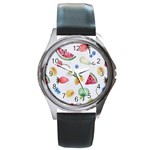 Fruit Summer Vitamin Watercolor Round Metal Watch Front