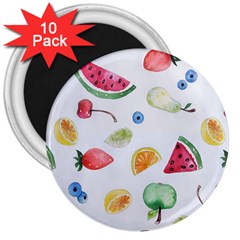 Fruit Summer Vitamin Watercolor 3  Magnets (10 Pack) 