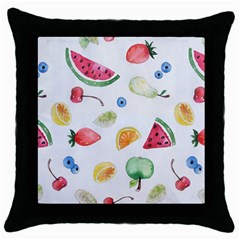 Fruit Summer Vitamin Watercolor Throw Pillow Case (black) by Wegoenart