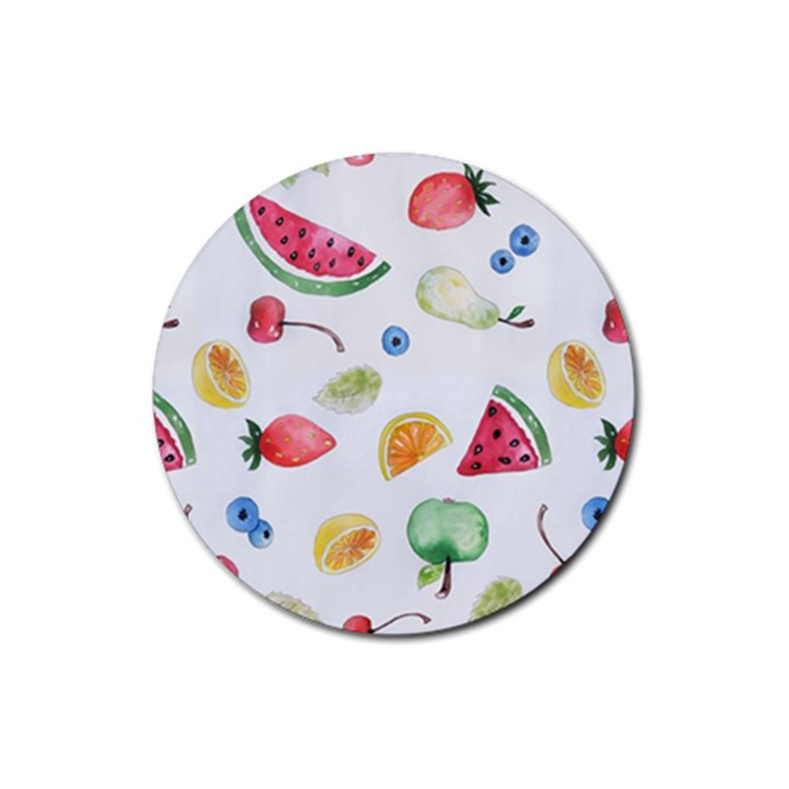 Fruit Summer Vitamin Watercolor Rubber Coaster (Round)