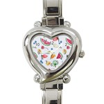 Fruit Summer Vitamin Watercolor Heart Italian Charm Watch Front