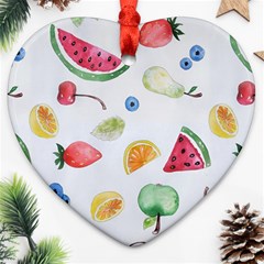 Fruit Summer Vitamin Watercolor Heart Ornament (two Sides) by Wegoenart