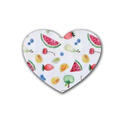 Fruit Summer Vitamin Watercolor Rubber Heart Coaster (4 Pack) by Wegoenart