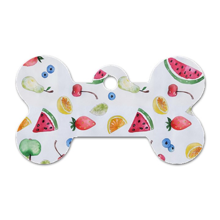 Fruit Summer Vitamin Watercolor Dog Tag Bone (One Side)