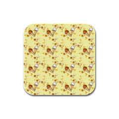 Ice Cream Cone Dessert Rubber Square Coaster (4 Pack) by Wegoenart