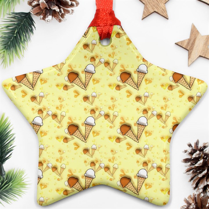 Ice Cream Cone Dessert Star Ornament (Two Sides)