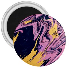 Pink Black And Yellow Abstract Painting 3  Magnets by Wegoenart