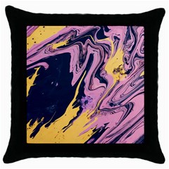 Pink Black And Yellow Abstract Painting Throw Pillow Case (black) by Wegoenart