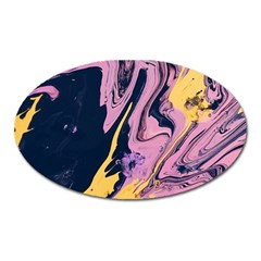 Pink Black And Yellow Abstract Painting Oval Magnet by Wegoenart