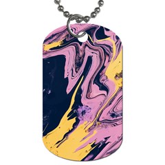 Pink Black And Yellow Abstract Painting Dog Tag (one Side) by Wegoenart