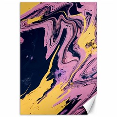 Pink Black And Yellow Abstract Painting Canvas 12  X 18  by Wegoenart