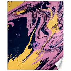 Pink Black And Yellow Abstract Painting Canvas 16  X 20  by Wegoenart