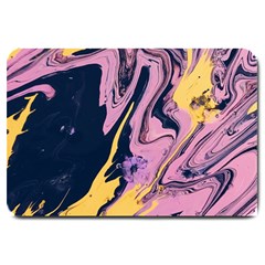 Pink Black And Yellow Abstract Painting Large Doormat  by Wegoenart