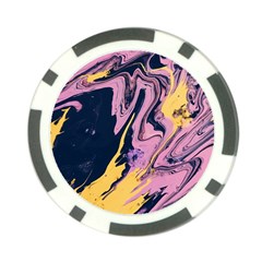 Pink Black And Yellow Abstract Painting Poker Chip Card Guard by Wegoenart