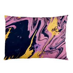 Pink Black And Yellow Abstract Painting Pillow Case by Wegoenart