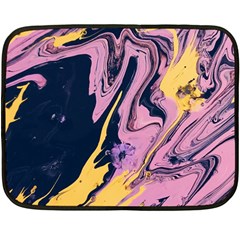 Pink Black And Yellow Abstract Painting Fleece Blanket (mini) by Wegoenart