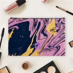 Pink Black And Yellow Abstract Painting Cosmetic Bag (large) by Wegoenart