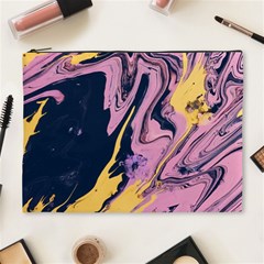 Pink Black And Yellow Abstract Painting Cosmetic Bag (xl) by Wegoenart