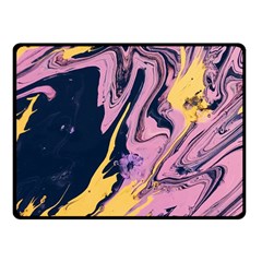 Pink Black And Yellow Abstract Painting Double Sided Fleece Blanket (small)  by Wegoenart