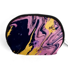 Pink Black And Yellow Abstract Painting Accessory Pouch (medium) by Wegoenart