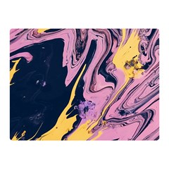 Pink Black And Yellow Abstract Painting Double Sided Flano Blanket (mini)  by Wegoenart