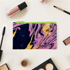 Pink Black And Yellow Abstract Painting Cosmetic Bag (xs) by Wegoenart