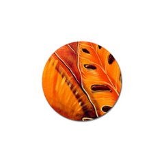 Orange Leaves Nature Pattern Golf Ball Marker by Wegoenart