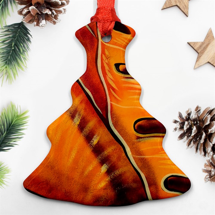 Orange Leaves Nature Pattern Christmas Tree Ornament (Two Sides)