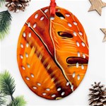 Orange Leaves Nature Pattern Ornament (Oval Filigree) Front