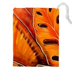 Orange Leaves Nature Pattern Drawstring Pouch (5XL) Front