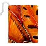 Orange Leaves Nature Pattern Drawstring Pouch (5XL) Back