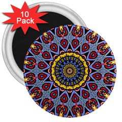 Kaleidoscope Mandala Colorful 3  Magnets (10 Pack) 