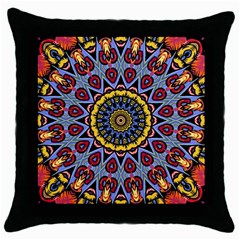 Kaleidoscope Mandala Colorful Throw Pillow Case (black) by Wegoenart